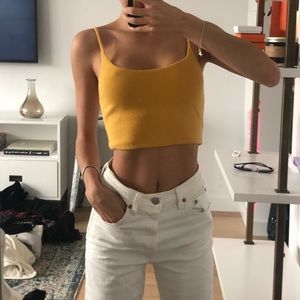 PRIVACY PLEASE Mustard Crop Top